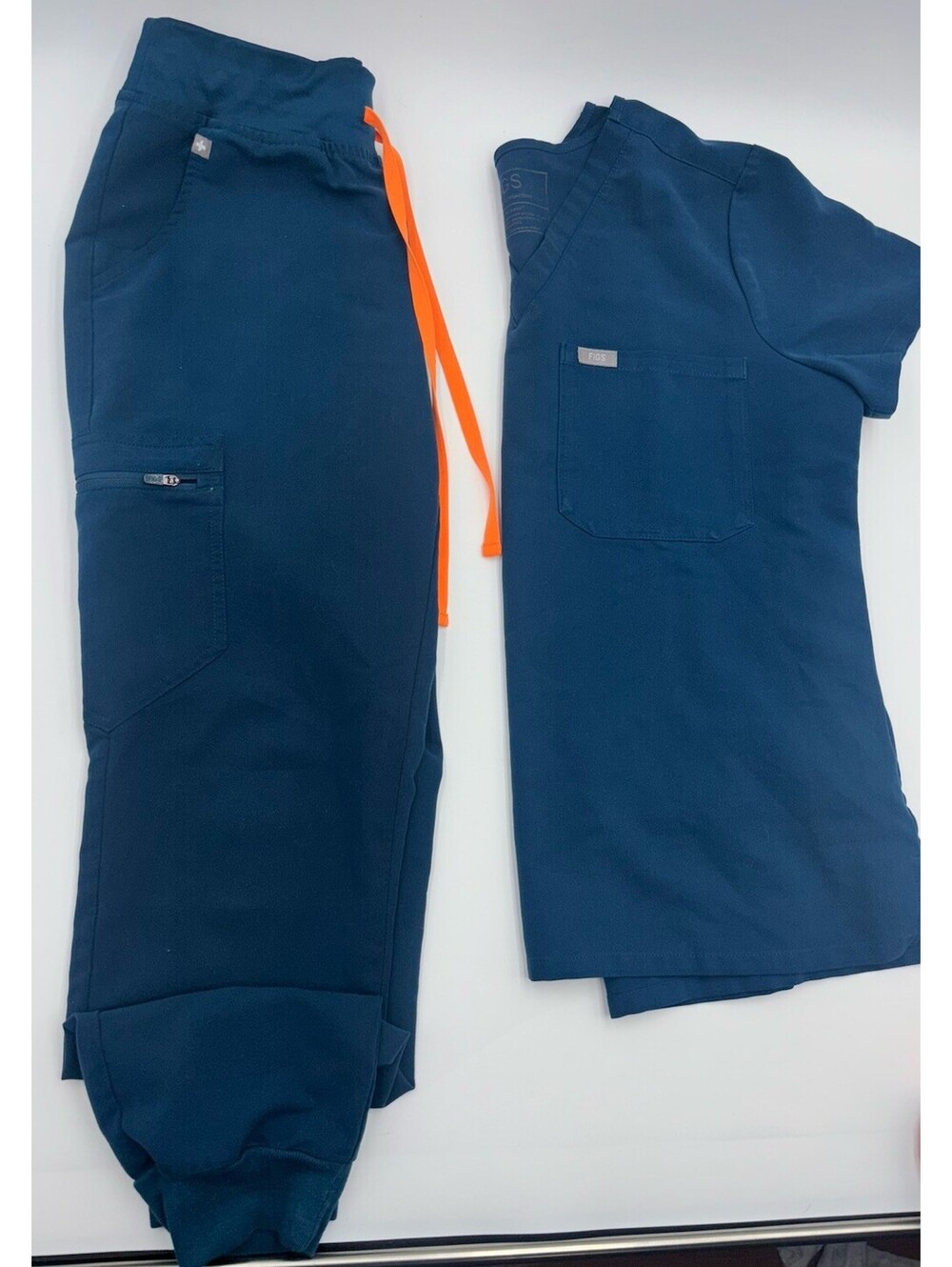 FIGS Technical Collection Scrub Set Womens S Navy Blue Top & Pants Set Stretch!